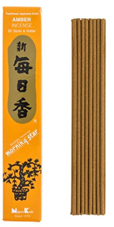Nippon Kodo morgonstjärna bärnsten rökelse – japansk stil rökelse 50 barer – inkluderar censer