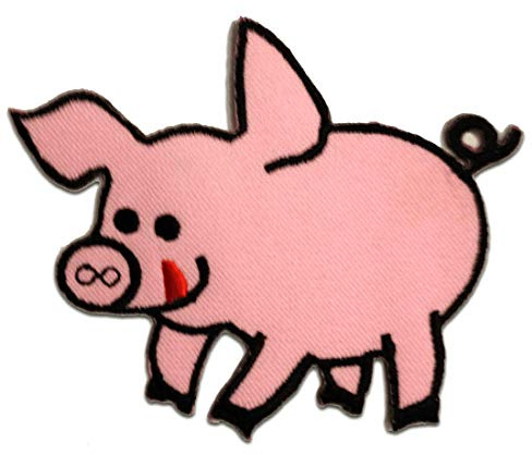 Catch the Patch Schwein Aufnäher zum Aufbügeln 9,5 x 7,1 cm Bügelbild für Kinder Mädchen mit Lieblingstier Wild, Bügelpatch Patches Bügelflicken