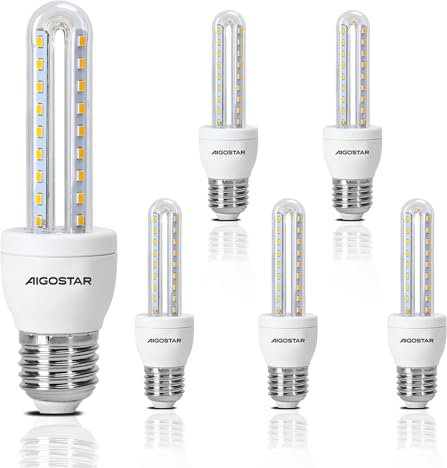Aigostar Led Lampe E27 8W ersetzt 55W Warmweiß Leuchtmittel Mais Glühbirnen 3000K 730Lumen Groß Abstrahlwinkel 360° Glühlampe T3 2U, 5 Stück