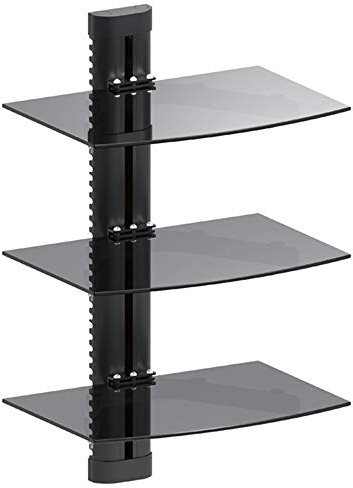 Maclean MC-664 Wandregal 3-Fach Glasregal 8kg Wandhalterung für DVD Player Spielconsolen HiFi Halterung Hängeregal