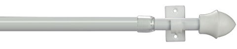 JalousieCrew Vitragestange Scheibengardinen Stange Farbe weiß - 55-225 cm ausziehbar - Scheibenstange (135-225 cm)