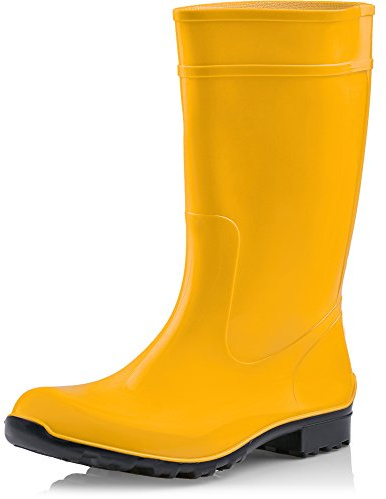 Ladeheid Botas de Agua para Mujeres Zapatos Antideslizantes e Impermeables en Botas de Goma PVC para Mujer Women rubberboots LA-967 (Amarillo/Negro, 36 EU)