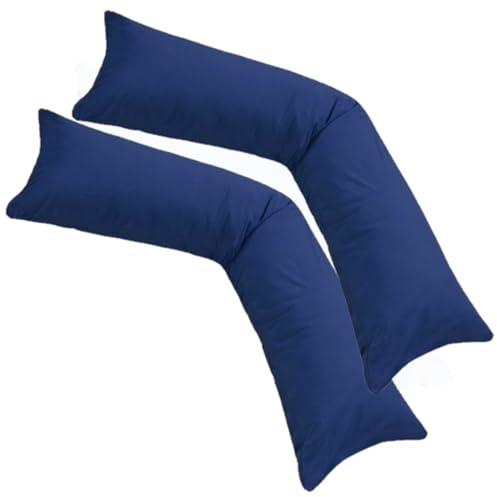 Moon Lot de 2 housses de coussin Traversin en jersey 100% coton Taie d'oreiller Coussin d'allaitement, bleu foncé, 2er Pack 40x200