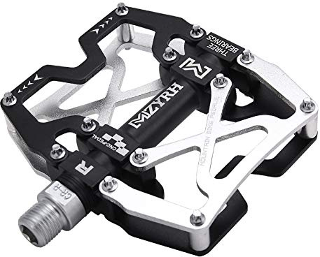 MZYRH Mountain Bike Pedals, Ultra Strong Colorful CNC Machined 9/16 Cycling Sealed 3 Bearing Pedals(Silvery 3 Bearings)