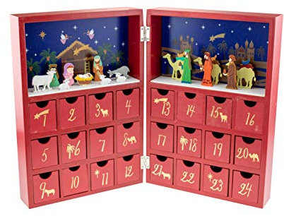 Clever Creations Wooden Christmas Advent Calendar, Countdown to Christmas, Festive Holiday Decoration, Book Nativity Scene