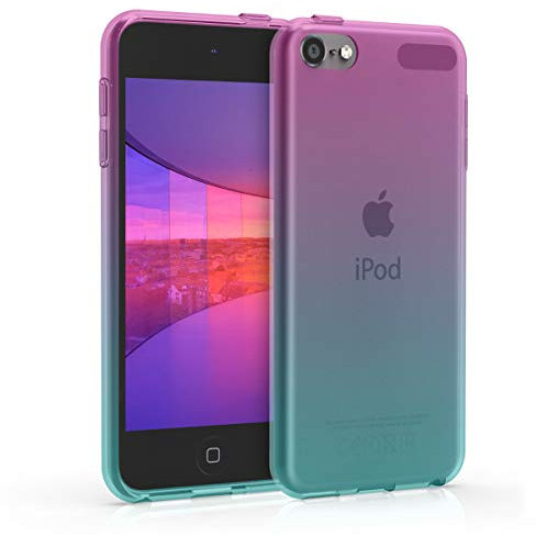 kwmobile Étui Compatible avec Apple iPod Touch 6G / 7G (6ème et 7ème génération) - Coque en Silicone pour Lecteur mp3 - Fuchsia-Bleu-Transparent