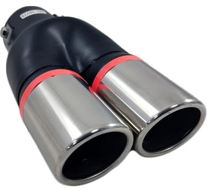 Auspuffblende Doppelrohr Endrohr Edelstahl Auto Endrohrblenden Auspuffendrohr Auspuffrohr Tuning Universell Schalldampf Blende Sport Rund Chrom Auspuffspitzen