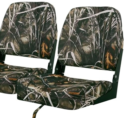 Seamander Low Back Boat Seats, Folding Boat Seats With Stainless Steel Screws,Aluminum Hinges&Padded,Fishing Boat Seat, Multiple Color Options (2-Pack)