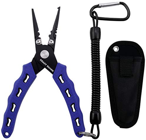 CRAZY SHARK Multifunktionale Angelzangen Linie Cutter Hook Remover Tackle mit Scheide und Lanyard