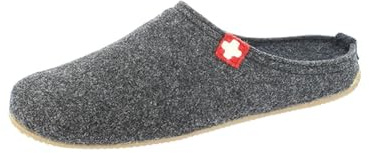 Living Kitzbühel Filz Pantoffeln mit Schweizer Kreuz – Bequeme Hausschuhe mit integriertem Fußbett, rutschhemmender Naturkautschuksohle, Wollfilz Obermaterial – Flexible, temperaturregulierende