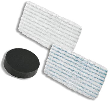 Rowenta ZR005804 - Set di 2 salviette in microfibra e 1 filtro in schiuma, compatibili con pulitori a vapore Clean & Steam Révolution, colore: blu/bianco