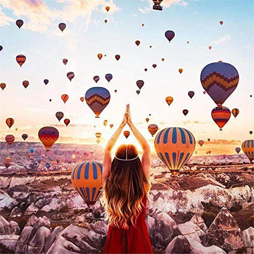 YINGXIN88 5D Diamantmalerei DIY Diamant Strass Malerei Kit für Erwachsene und Kinder zu Hause WanddekorationViele Heißluftballons fliegen in den Himmel-60x60cm