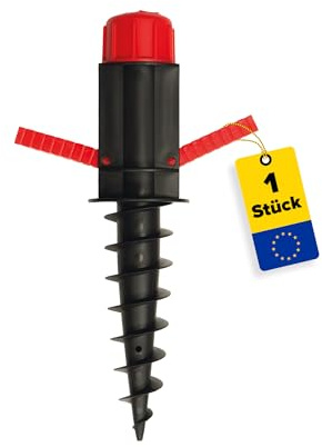 GRUNDLINE - Pfostenträger rund - Sonnenschirmständer - Erdbohrer - Einschraub Bodenhülsen - Wäschespinne - 32x380 mm - Erdanker - Bodenanker - Bodenhülse Sonnenschirm
