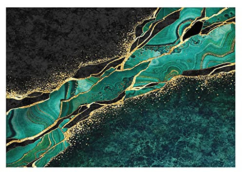 WallArena - Vlies Fototapete Marmor Grün Gold Schwarz Marmoroptik Steinoptik 416x254 cm - Fototapeten - Tapeten für Wohnzimmer Schlafzimmer Vliestapete Wandtapete Tapete 3D Effekt- inkl. Kleister