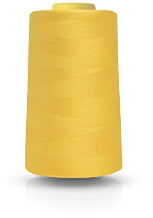 Realm Filo di poliestere per macchina da cucire overlock, 4.674 m, colore bianco, nero, naturale, blu navy, rosso (giallo)