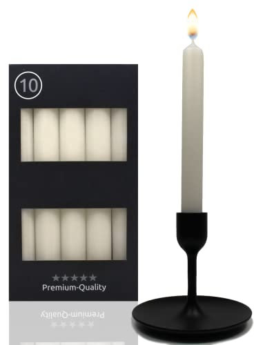 Candelo hochwertige 10er Set Tafelkerzen - Kerze Beige - 18,5cm 7,5 Std Brenndauer - Spitzkerzen für Kerzenständer und Kronleuchter - Leuchterkerzen Stabkerzen