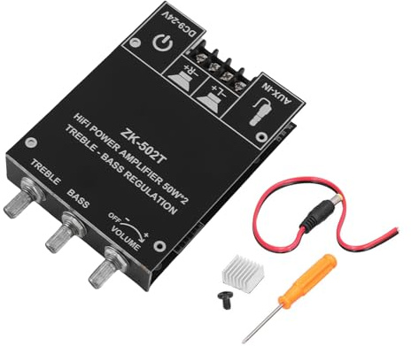 FTVOGUE Power Amplifier Board Module - Bluetooth Stereo Dual Channel AMP with Treble Bass Control ZK‑502T