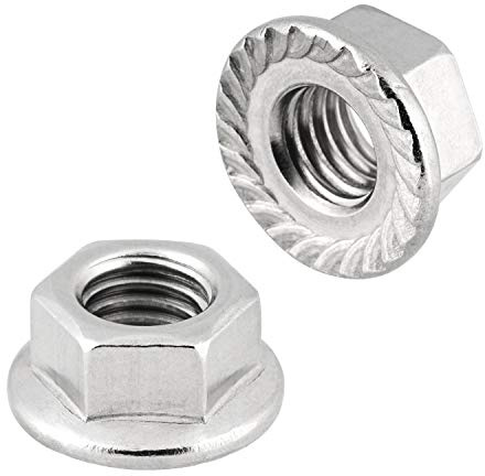 Flanschmuttern DIN 6923 – M16 – Sperrverzahnung UKV – Edelstahl A2 (V2A) – rostfrei – Sechskant-Flanschmuttern – 10 Stück