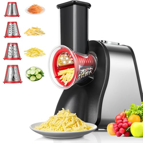 Electric Cheese Grater Salad Maker, Cheese Shredder for Home Kitchen Use, One-Touch Control Electric Slicer Shredder Ideal for Vegetables, Cheeses and Nuts