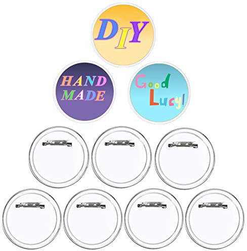 Surflyee 40 Stück Buttons Selber Machen Ohne Buttonmaschine, Transparente DIY Buttons Anstecker, Buttons Selber Machen 58mm, Ansteckbuttons mit Nadel, Button Pins für JGA Bild Foto Kleidung