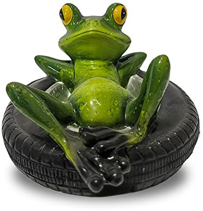 MFFIRE Liegend Frosch Gartenstatue, Garten Teiche Klein Deko Set Frosch Auf Reifen Schwimmtier Schwimmend Als Gartendekoration Für Miniteich