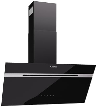 Klarstein Alina Hotte Aspirante - Hotte Décorative 80 cm, 600 m³/h, Classe A, Éclairage LED, 69 dB, Mode Évacuation & Recirculation, Noire