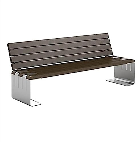 Metallbank Outdoor-Bank mit Rückenlehne, klassische Parkbank mit stabilem Stahlrahmen, Rückenlehne und Sitzfläche aus Massivholz, Terrassen-Casual-Bankstuhl for 2–3 Personen, Dunkelbraun Gartenbank Si