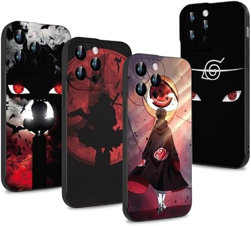 PBNDJVG 4 Stück Handyhülle für Samsung Galaxy S24 5G Hülle 6.2 Zoll, Anime Sasuke Kakashi Itachi Uchiha Manga Muster Design Junge Case All Inklusiv Linsen Schutzhülle TPU Ultra Dünn Case, 01