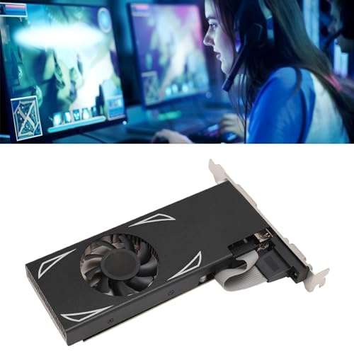 Tosuny Tarjeta Gráfica GTX750, Tarjeta Gráfica para Juegos PCIE 3.0 de 4GB GDRR5 128Bits, Tarjeta de Video 1020 1053 MHz con Ventilador único, Salida HDMI DVI VGA, Tarjeta Gráfica Delgada