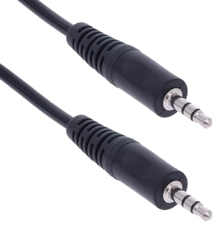 REY Cable Jack Macho 3,5mm, Audio Estéreo, 1,5M, Negro