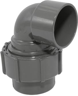 HAF PVC Flexfit Übergangswinkel 90° mit 50mm x 50mm | Klemmkupplung x Klebemuffe | Klemmverbinder aus grauem PVC-U | PN4 für Verbindung von Flexschlauch, Poolverrohrung, Druckleitung, Rohrleitung