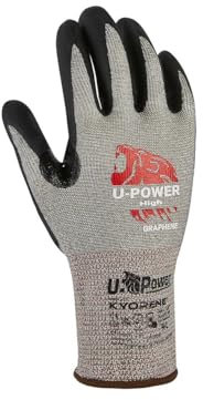 U-Power High - Guante de trabajo de prevención de accidentes, soporte de grafeno, Kyorene, recubrimiento de nitrilo, pantalla táctil, anticortes B, protección UV-A y UV-B, riesgos mecánicos térmicos