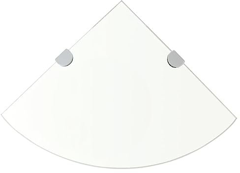 KATERYY Eckregal mit verchromten Halterungen Glas Transparent 35 x 35 cm,GlasEckregal für Bad und Küche transparent, robust, dekorativ Garage Aufbewahrung & Organization