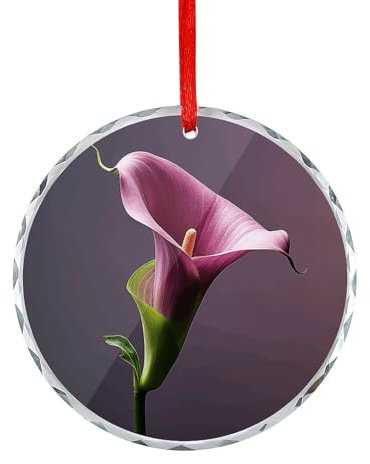 Runde Glasornamente, lila Calla-Lilie, bedruckt, Feiertags-Datierung, Weihnachtsbaumschmuck kann verwendet werden, um Büros, Kamine und Häuser zu dekorieren