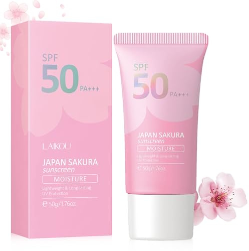 Sakura Sun Screen SPF 50+ - Sakura Essence Sun Cream for Body & Face - Non Greasy & Gentle Sunscreen for Outdoor & Beach - Hydrating Sun Protection - Waterproof Sun Moisturiser, Blocks UVA + UVB Rays