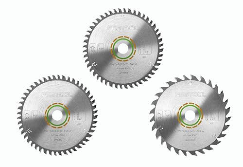 Festool Kreissägeblatt-Set KSB-SORT/3 W 160x1,8 | 3-teiliger Sägeblatt-Mix für Holz, farbcodierte Hartmetallzähne, passend für TS 55 F und TSC 55 K, 160 mm Durchmesser