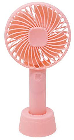 Handheld Rechargeable Fan Portable USB Fan Hand Fan with Base for Home/Office/Travel - 3 Speeds, 4 Hours - Battery not Included(Pink)