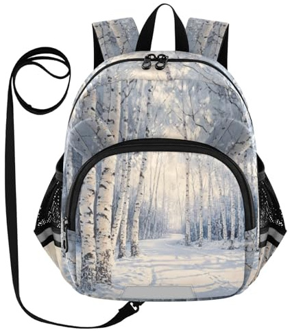 Birch Tree White Toddler Harness Backpack for Boys Girls 3-6 Years Kids Backpack with Anti Lost Safety Leash Baby Travel Bag for Preschool Walking Travel
