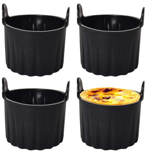 Marjoramy 4 Piezas Moldes para Freidora de Aire para Huevos, Moldes de Silicona Premium para Huevos, Reutilizable Molde Magdalenas Air Fryer Egg Poacher, Vasos Grandes Multiusos para Muffins Cupcakes