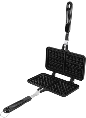 Gaufrier double pour cuisinière, revêtement antiadhésif, chauffage uniforme, alliage d'aluminium, design compact, pour la maison, le petit-déjeuner, le camping en plein air
