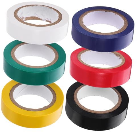 UKCOCO 6rollos Cinta Aislante De Alta Temperatura Para Cables Cinta Aislante Para Interiores Negra Para Uso Eléctrico y Automotriz