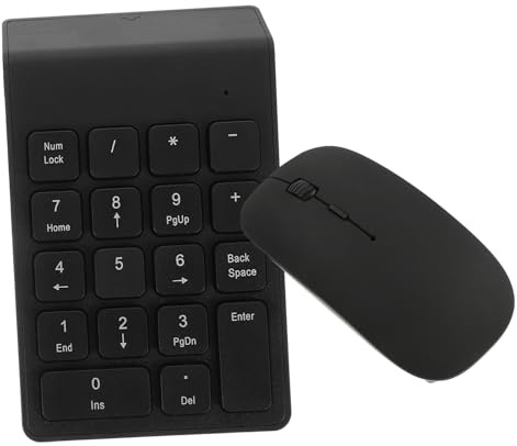 Clavier Numérique et Souris sans Fil Noir Abs Compact pour Bureau | Combinaison Pavé Numérique et Souris, Design Simple et Pratique, Rangement Facile, Usage Maison