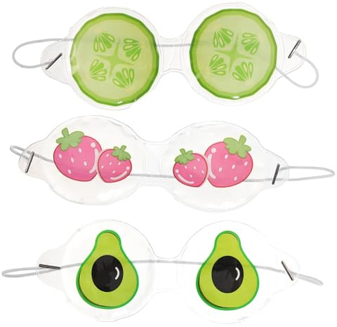 Anneome 3 Stück-pack Kühlende Eis Augenmasken aus Pvc für Kinder Wiederverwendbar Hautfreundlich Leichte Kühlmaske für Hotels und Konferenzen Zufälliger Stil
