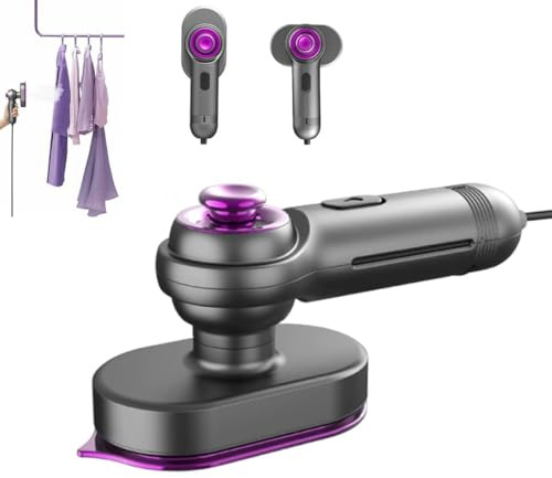 Mini Steam Iron – Crisp Clothes in Minutes, Mini Dampfglätter, 2-in-1 Reisebügeleisen Steam iron, Tragbares Klein Dampfbügeleisen für Kleidung, Schnelles Aufheizen Steamer, Für Hause und Reisen (Grau)
