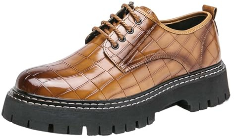 Loafers tjock sula för män, läderskor, män, platå, bekväma fritidsskor, slip-on, lackskor, vattentäta kostymskor, lediga bröllopsskor, läder, sportskor, eleganta promenadskor, BRUN, 38 EU