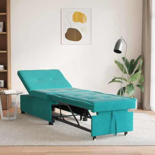 mtlskopl Türkis Schlafsofa 194x67x82 cm Samtbezug, platzsparendes Klappsofa mit robuster Sperrholzstruktur, modernes Bettsofa für Wohnzimmer Gästezimmer Flur