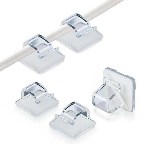 100PCS Self Adhesive Cable Clips, Transparent Wire Holders for Desk