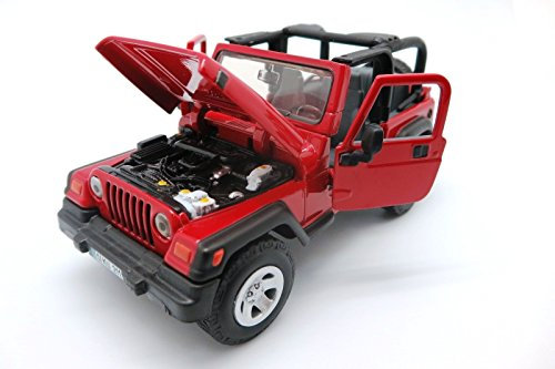 siku 4870, Jeep Wrangler Geländewagen, 1:32, Metall/Kunststoff, Rot, Achsschenkellenkung