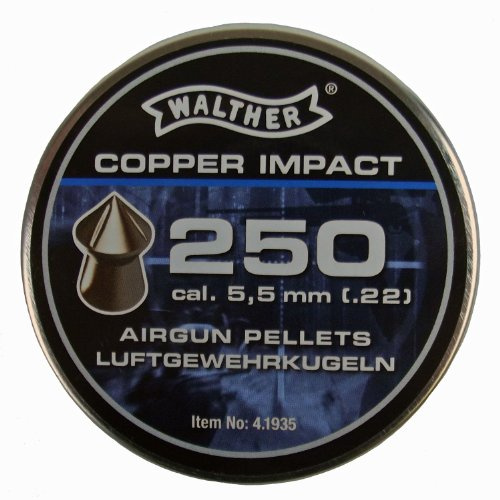 Umarex Copper Impact Diabolos, verkupfert, 4,5 mm, 250 Stück | Luftgewehrkugeln mit Spitzkopf-Geschossform, ideal für Luftpistolen