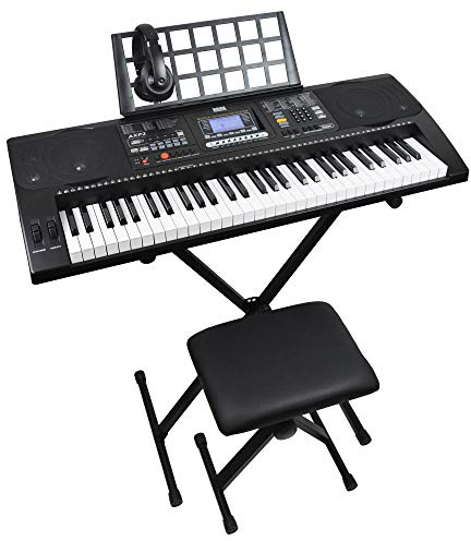 Axus AXP2 elektronisk keyboard/piano med 61 anslagskänsliga tangenter med stativ, pall, hörlurarar, nätadapter och notställ